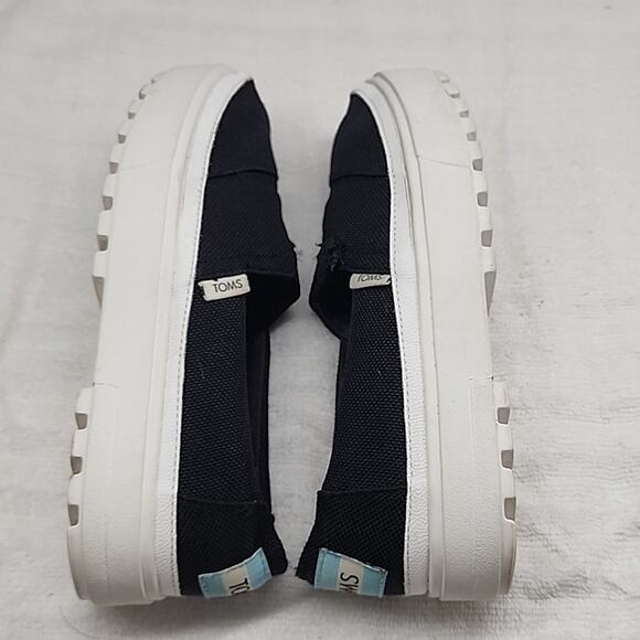 TOMS ALPARGATA LUG BLACK HEAVY CANVAS HEAVY DUTY THICK CHUNKY SOLES LADIES 6 GUC - Picture 9 of 16